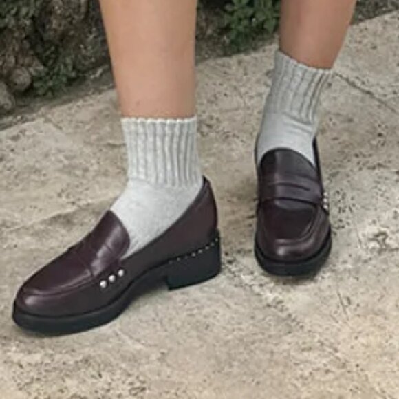 NEW DOLCE VITA Leather Aliane Loafers in mulberry for women 725 3j2 - Picture 1 of 9